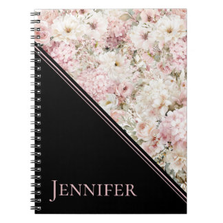 Cuaderno Acuarela Floral y Geométrico Negro Chic Personaliz