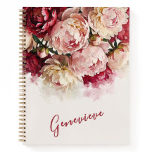 Acuarela Flores | Elegante Peonía Nombre Personali