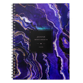 Cuaderno Acuarela Geode Deep Blue Purple Rosa Agate de Oro