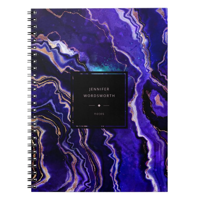 Cuaderno Acuarela Geode Deep Blue Purple Rosa Agate de Oro (Frente)
