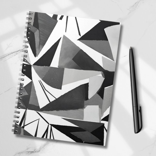 Cuaderno Acuarela geométrica moderna abstracta en negro y b (Subido por el creador)