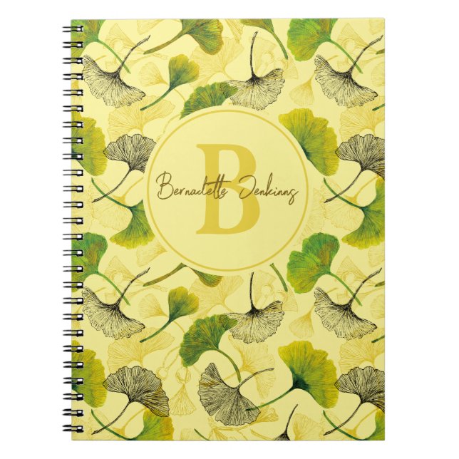 Cuaderno Acuarela Gingko Biloba deja monograma (Frente)