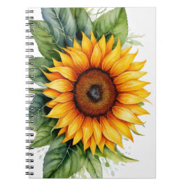 Cuaderno acuarela girasol dibujado a mano Bloc de notas esp