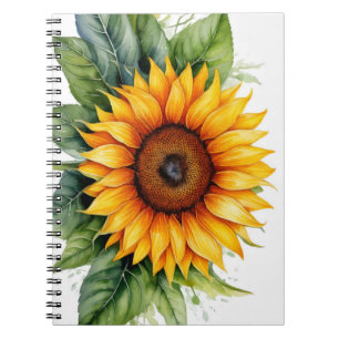 Cuaderno acuarela girasol dibujado a mano Bloc de notas esp