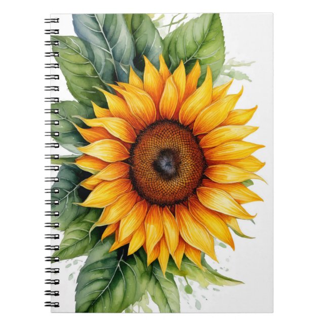 Cuaderno acuarela girasol dibujado a mano Bloc de notas esp (Frente)