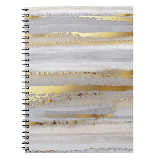 Cuaderno acuarela gris de lujo y textura dorada (Frente)