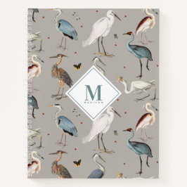 Cuaderno Acuarela Heron Bird Egret Nature Monogramada
