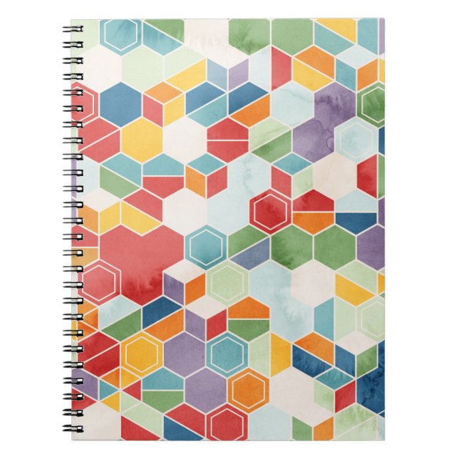 Cuaderno Acuarela Hexagón, Mosaico Aleatorio. (Frente)