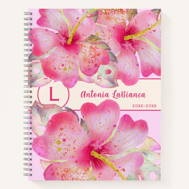 Cuaderno Acuarela Hibiscus Flower Monograma (Anverso)