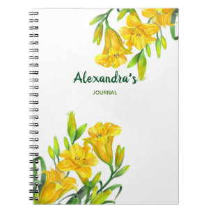 Cuaderno Acuarela Ilustracion floral amarillento lirios
