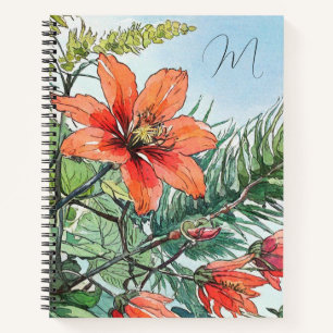 Cuaderno Acuarela ilustrada Naranja botánico floral