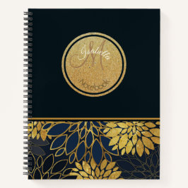Cuaderno Acuarela Índigo y Dorado Vintage Monogramada