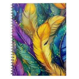 Cuaderno Acuarela Mardi Gras Feather patrón ininterrumpido
