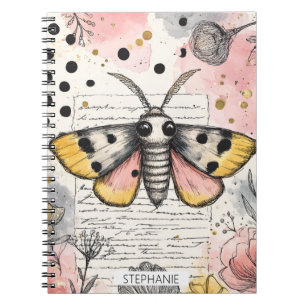 Cuaderno Acuarela Mariposa Tigre Manchada Rosa Oro Arte Boh