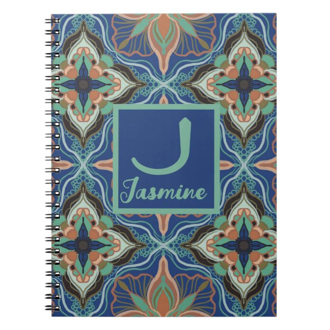 Cuaderno Acuarela marroquí Marrakech floral personalizada (Frente)