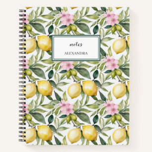 Cuaderno Acuarela mediterránea de flores de limón italiana