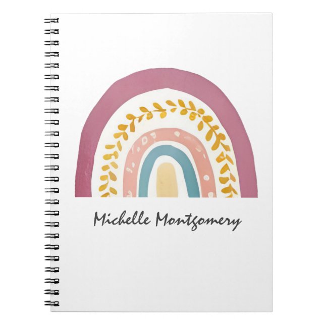 Cuaderno Acuarela moderna boho arcoíris personalizada (Frente)