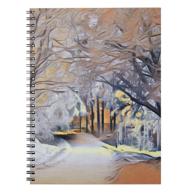 Cuaderno Acuarela moderna de árboles nevados de colores (Frente)