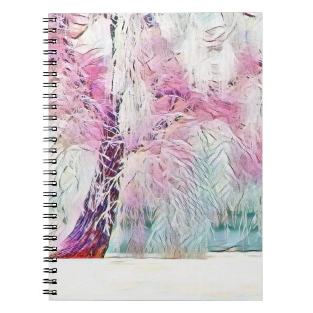 Cuaderno Acuarela moderna de árboles nevados de colores (Frente)