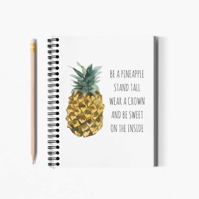 Cuaderno Acuarela moderna piña y cita graciosa positiva (Subido por el creador)