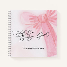 Cuaderno Acuarela moderna Rubor Rosa Bow Hello Baby Girl