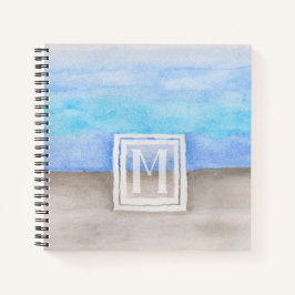 Cuaderno Acuarela Monograma Mar y Arena Azul y Tan