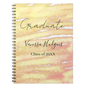 Cuaderno Acuarela naranja amarillo graduación agregar nombr