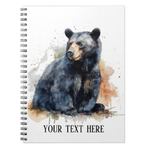 Cuaderno Acuarela Oso Negro Arte Bosque, personalizado