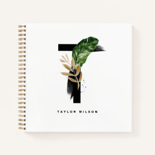 Cuaderno Acuarela Palmilla tropical Leída Letra T Monograma