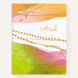 Cuaderno Acuarela Patrón de Sirena NOMBRE Playa Moderna Ell