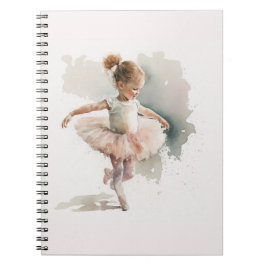 Cuaderno acuarela pequeña, adorable bailarina con un vestid