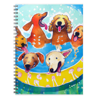 Cuaderno Acuarela Perros caprichosos piscina Fiesta Poster 