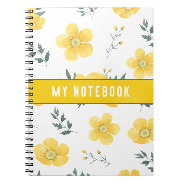 Cuaderno Acuarela personalizada de flores silvestres amaril (Frente)