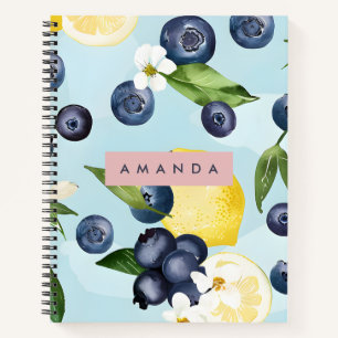 Cuaderno Acuarela Personalizada de Limón con Arándanos Fres