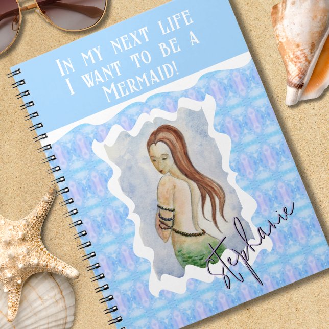 Cuaderno Acuarela personalizada de sirena de fantasía boho (Subido por el creador)