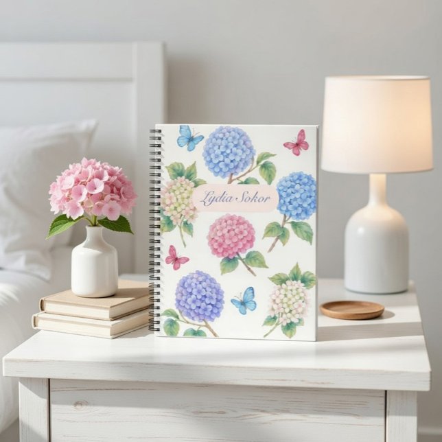 Cuaderno Acuarela personalizada Hydrangea Bloc de notas flo (Subido por el creador)