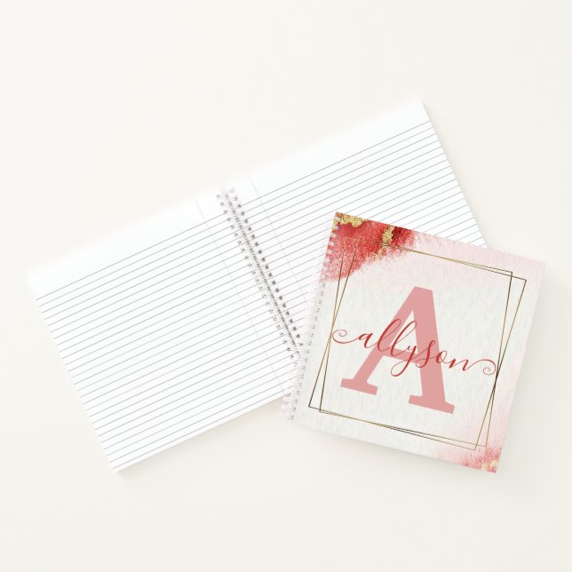 Cuaderno Acuarela personalizada rosa con purpurina   (Interior)