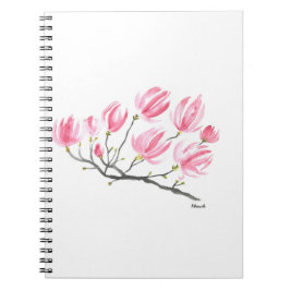 Cuaderno Acuarela Pink Magnolia Naturaleza Botánica Floral