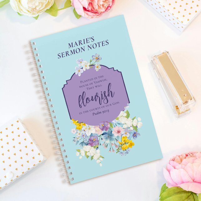 Cuaderno Acuarela Primavera Flores Biblia Verse Personaliza (Subido por el creador)