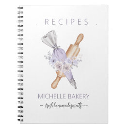 Cuaderno Acuarela Purple Bakery herramientas de flores Rece
