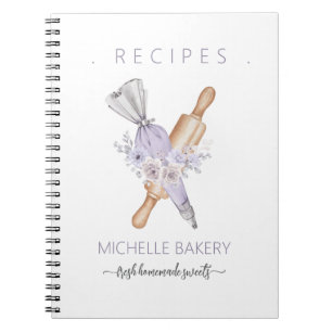 Cuaderno Acuarela Purple Bakery herramientas de flores Rece