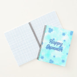 Cuaderno acuarela retro azul floral mano pintada