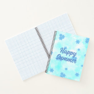 Cuaderno acuarela retro azul floral mano pintada