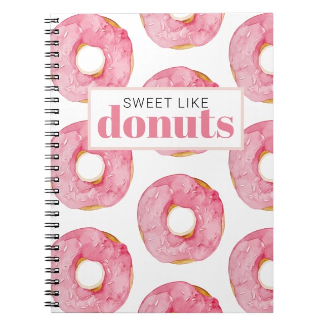 Cuaderno Acuarela Rosa Moderna Dulce Como Cita De Donuts (Frente)
