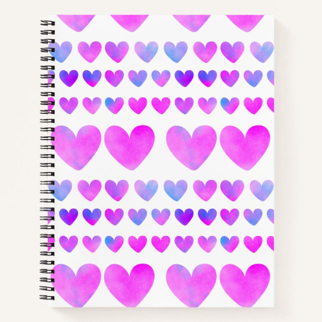 Cuaderno Acuarela rosa Pastel Hearts (Anverso)