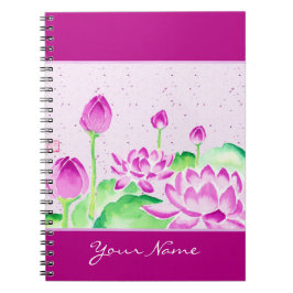 Cuaderno Acuarela rosada brillante de Lotus que pinta el