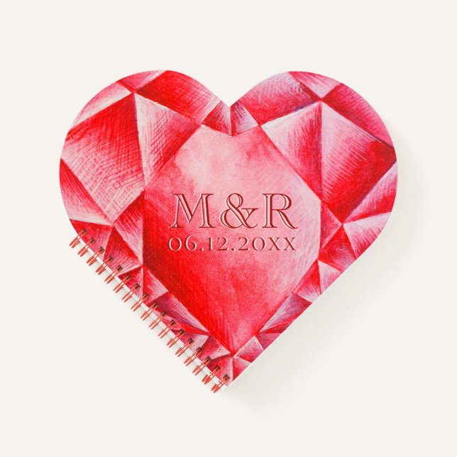Cuaderno Acuarela Ruby Heart 40° Aniversario del Boda (Anverso)