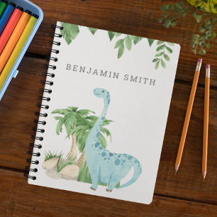Cuaderno Acuarela Rústica Dinosaurio Lindo Nombre Personali
