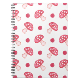 Cuaderno acuarela setas rojas lindas y puntos de polka