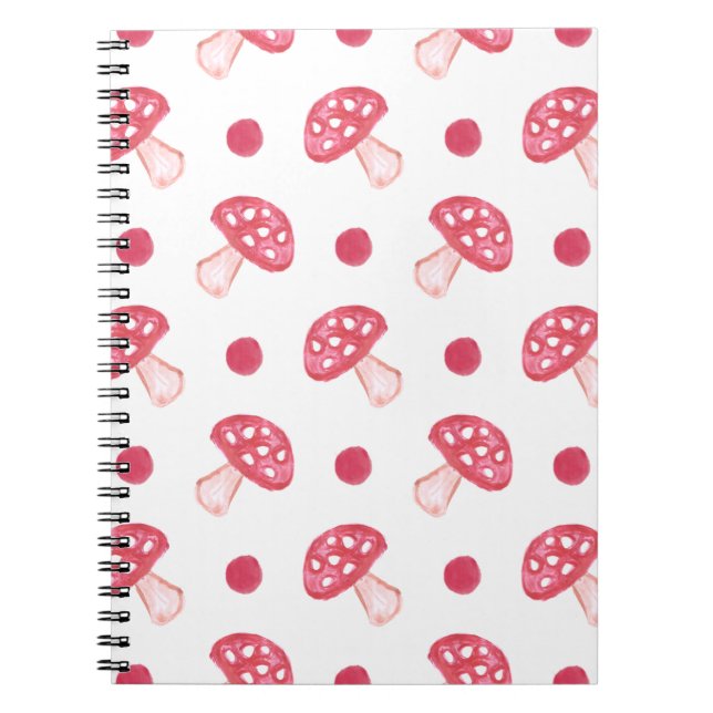 Cuaderno acuarela setas rojas lindas y puntos de polka (Frente)